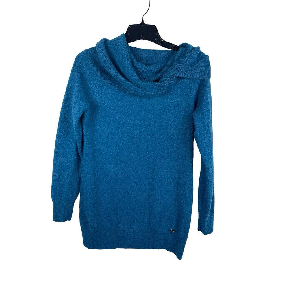 Carlisle Collection 100% Cashmere Turquoise Blue Cowl Neck Sweater S Luxury Soft